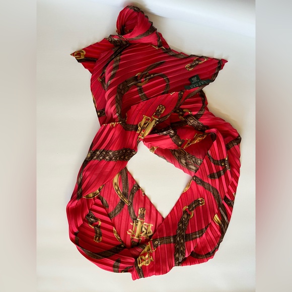 Ralph Lauren Accessories - Ralph Lauren Hot Pink Chain-Print Pleated Scarf